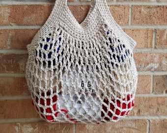 Crochet Bag, French market bag, crochet market Bag, Farmers market bag, Mesh shopping Bag,Gift for Her, Boho Bag, Summer bag