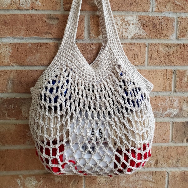 Crochet Bag, French market bag, crochet market Bag, Farmers market bag, Mesh shopping Bag,Gift for Her, Boho Bag, Summer bag