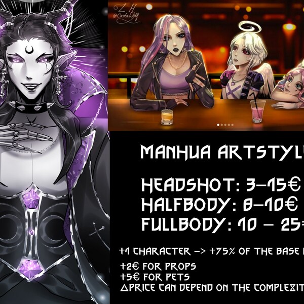 Manhua/Anime style affordable Digital Art Commission for DnD, Original characters...