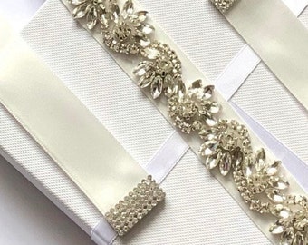 Bridal sash, Crystal Pearl and Rhinestone Belt, Ivory Thin Wedding Belt, Wedding Belt, Bridesmaid Belt, Wedding Dress Belt