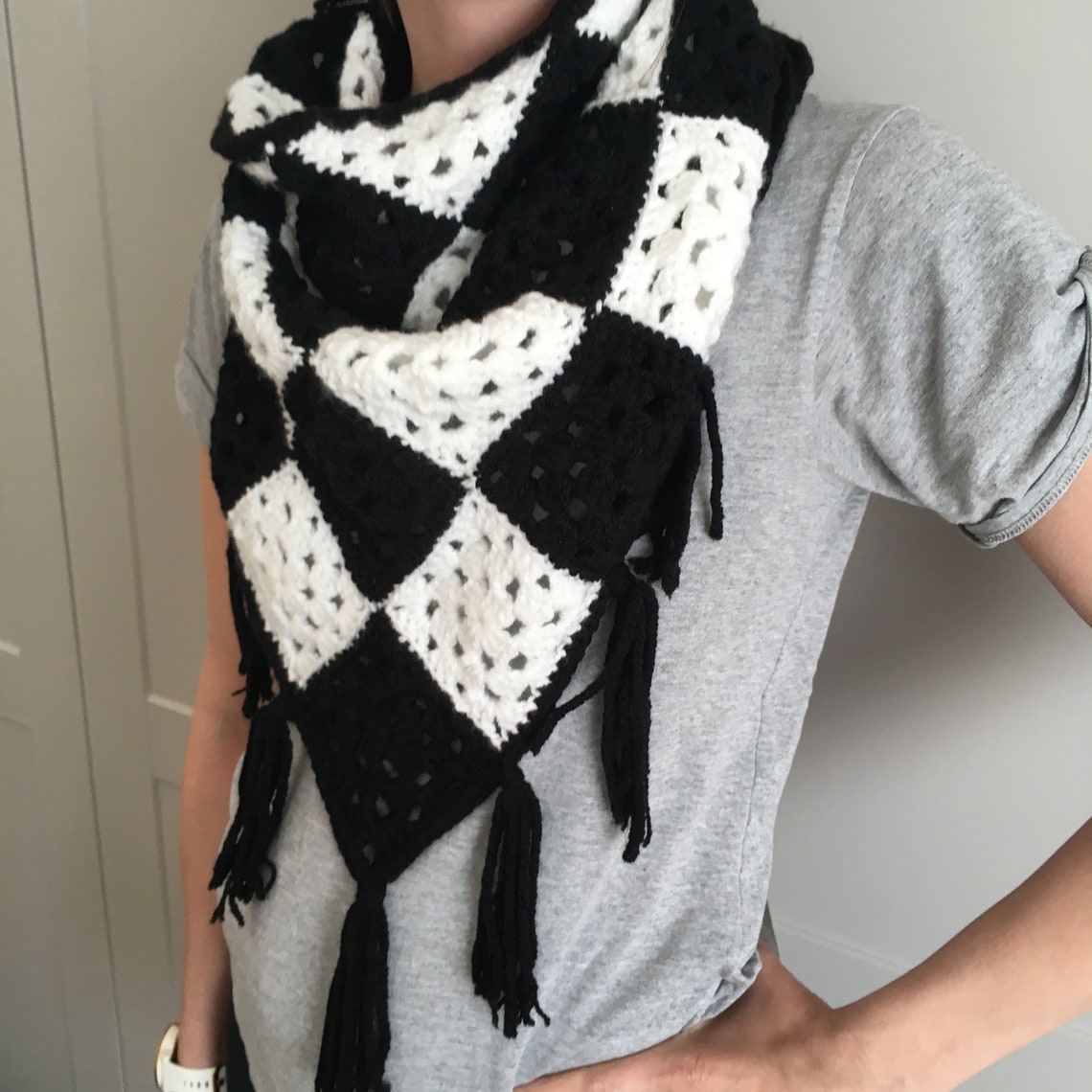 PATTERN Crochet Checkerboard Scarf Pattern Etsy