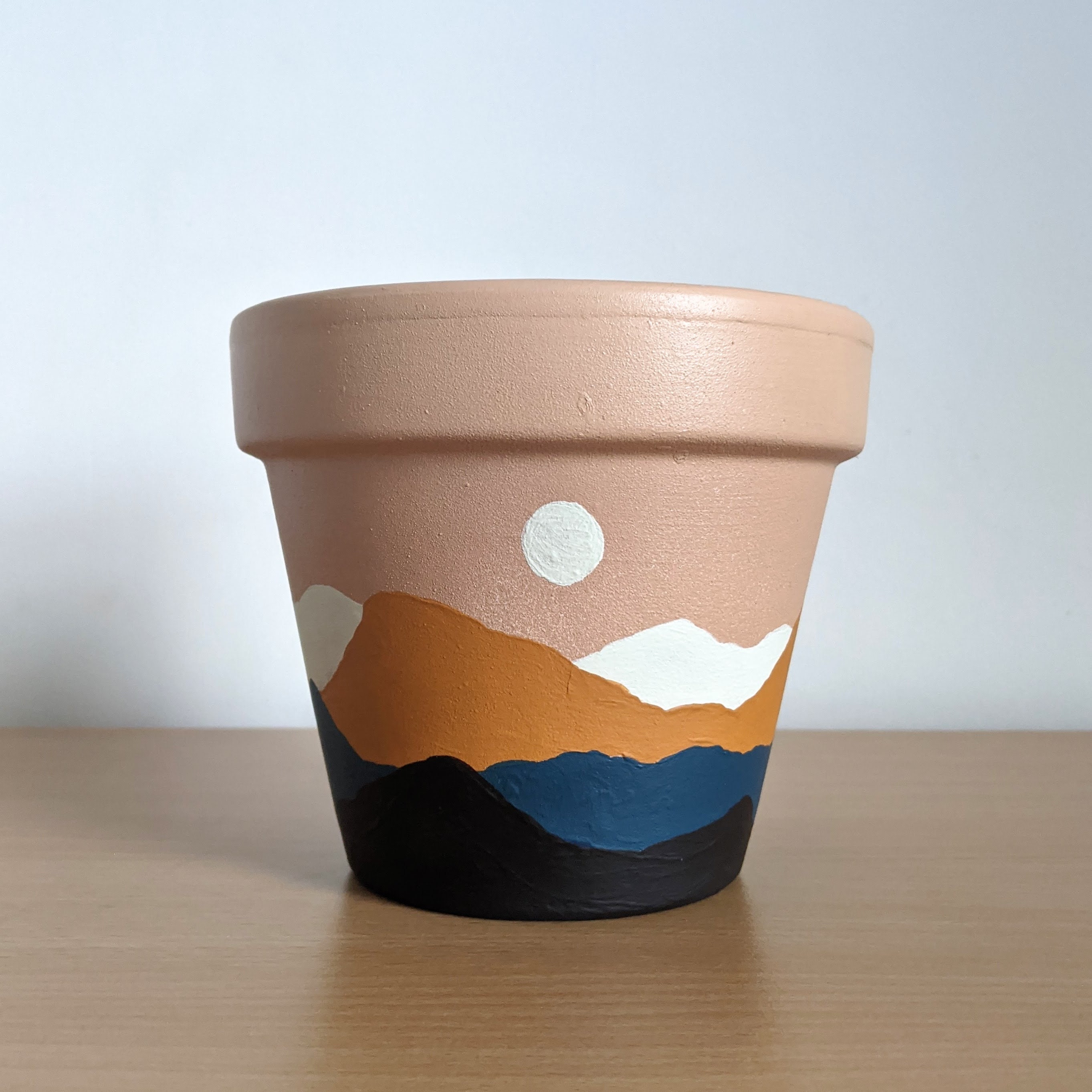 Plant pot handpainted plant pot in mountain hills landscape Etsy