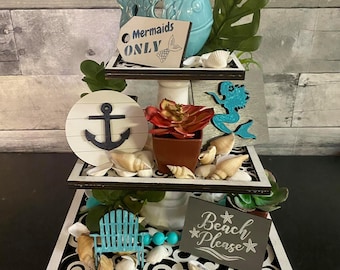 BEACH tiered tray decor **FILE ONLY**