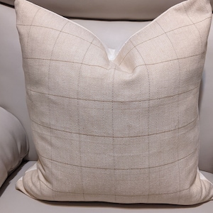Bespoke Herringbone Windowpane Plaid Cotton Linen Handmade Pillow cover