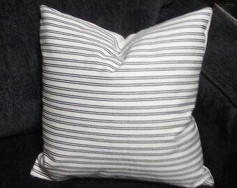 Two Soft Ivory with Black Stripes, Set of 2, Modern Farmhouse Cotton Handmade Decorative Pillow Covers