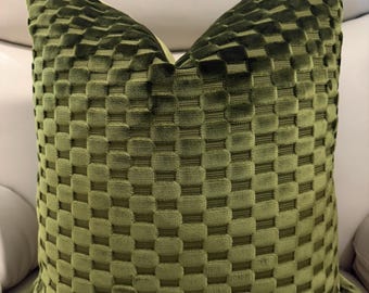 Funda de almohada de terciopelo verde oliva, terciopelo cortado texturizado, funda de almohada decorativa de diseño: lujosa y suave, varios tamaños.