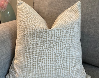 NEW! Cream & Beige Designer Decorative Pillow Cover - Textured pillow cover - Neutral Throw Pillow - Cream w/Beige textured chenille circles