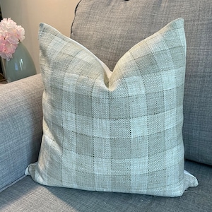 Neutral Greenstone Plaid Handmade Decorative Pillow Cover- Cover only, Shades of Sage, Olive and organic Light green colors