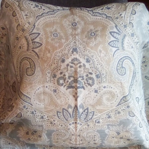 Kravet &quot;Echocyprus&quot; Paisley Damask Beige and Light Blue color Decorative Pillow Cover - 100% Linen