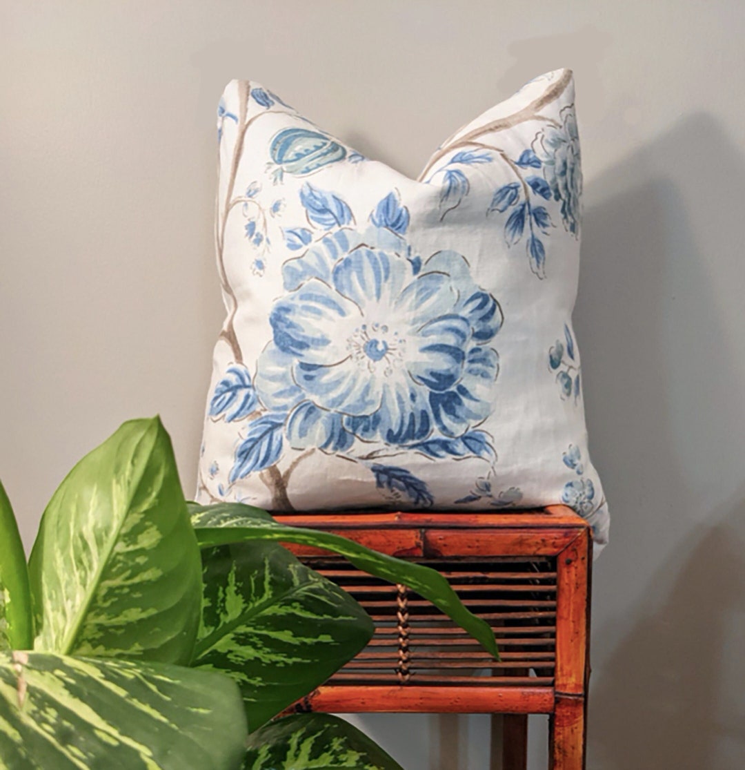 Kravet "errington" Lake Blue Decorative Pillow Cover - 100% Linen Large ...
