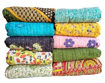 Wholesale Lot 5 Pc Kantha Quilt Cotton Handmade Vintage Bedspreads Boho Blanket