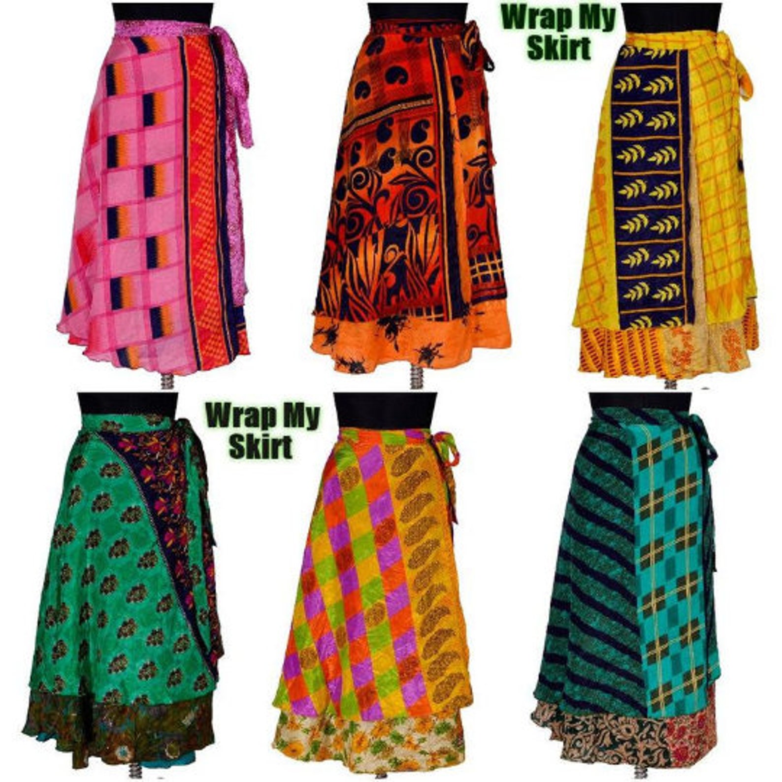 5 Pcs Indian Silk Skirts Vintage Silk Skirt Bohemian Skirts - Etsy
