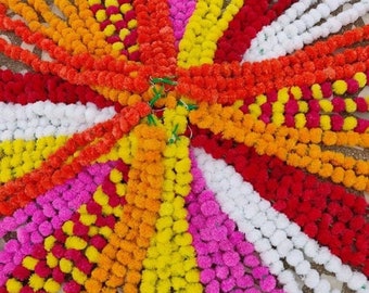 Artificial Marigold 5 feet Pack of 50 Flowers Garlands Home Wedding Decoration Artificial Marigold 5 feet Pack of 50 Flowers Garlands Home Wedding Decoration