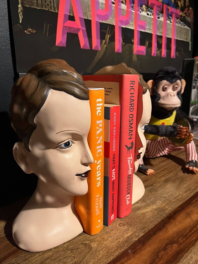 Quirky Deco Inspired Split Head Bookends Shelf Decor Great Etsy UK