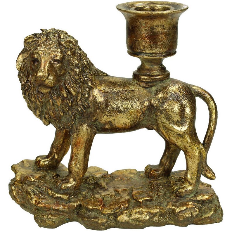 Stunning Lion Candle Stick Holder Gold Candle Stick Etsy
