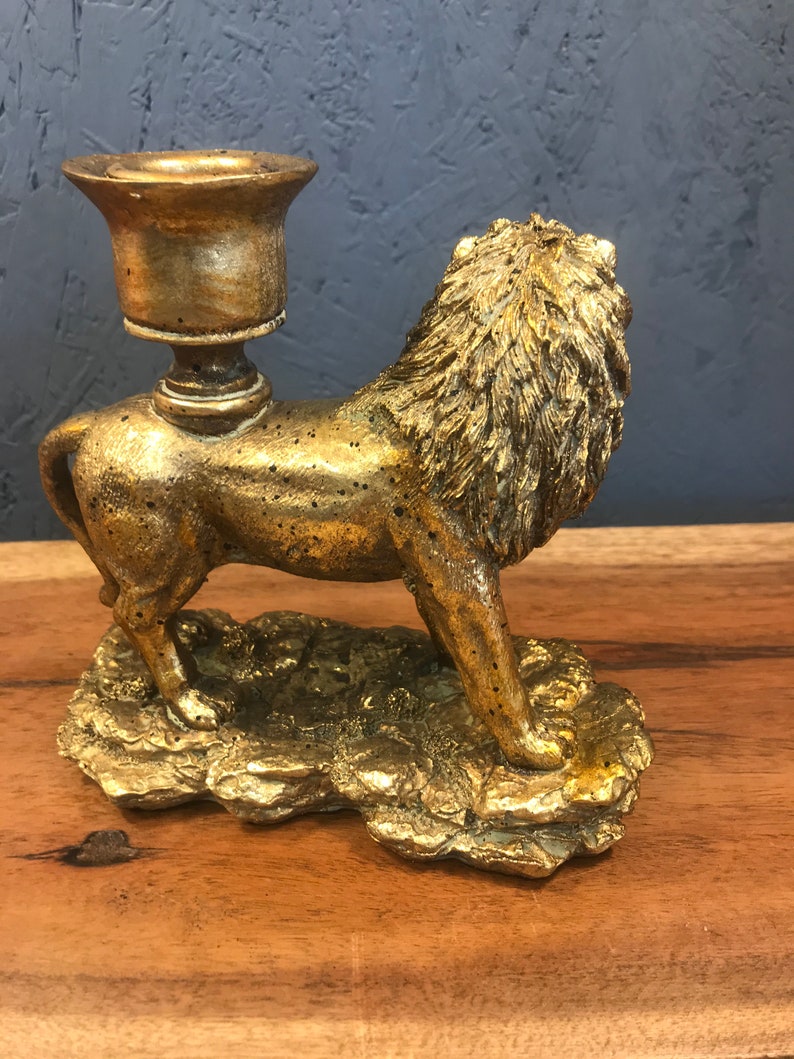 Stunning Lion Candle Stick Holder Gold Candle Stick Etsy