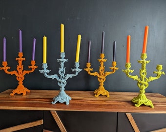 Gorgeous Flocked Candelabra Candle Holders | Quirky Decor | Glam Home Decor