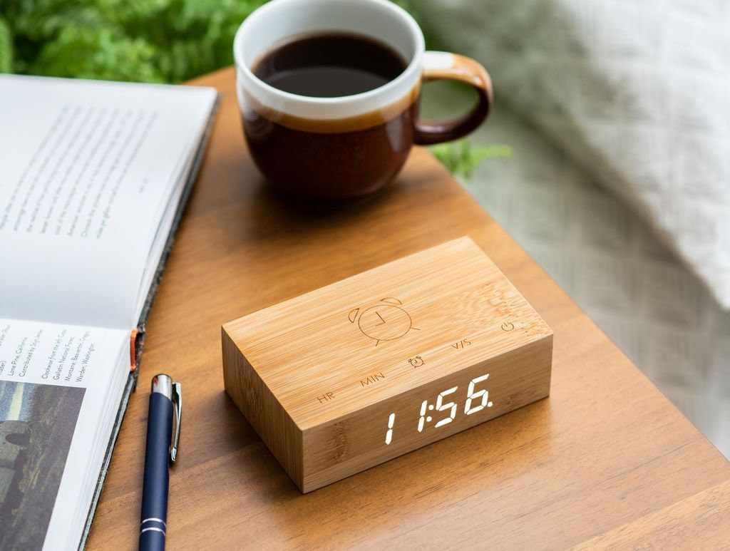 Quirky Bamboo Wood Flip Click Clock Perfect Gift Alarm Etsy UK