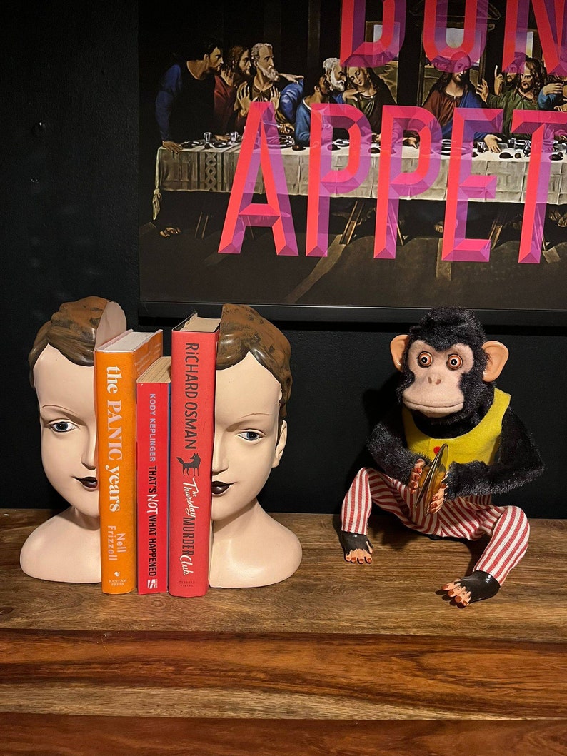 Quirky Deco Inspired Split Head Bookends Shelf Decor Great Etsy UK