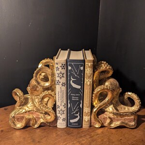 Quirky Gold Octopus Inspired Bookends | Shelf Decor | Great Gift Idea