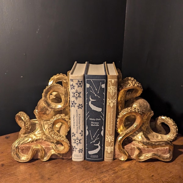 Quirky Gold Octopus Inspired Bookends | Shelf Decor | Great Gift Idea
