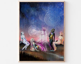 Multidimensional Conjunction Print: Spiritual Celestial Art