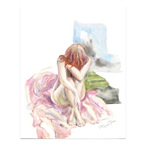Nude Watercolor, Nude Woman Art, Watercolor, Woman, Soft Colors