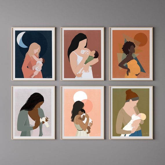 Mom & Baby Art Prints: Lactation Collection, Set of 6