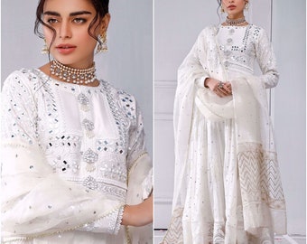 white chiffon dresses pakistani