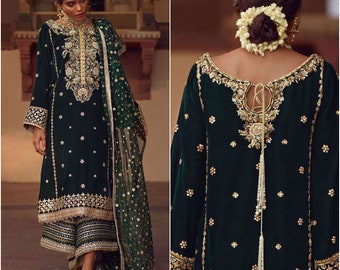 velvet dress long sleeve pakistani
