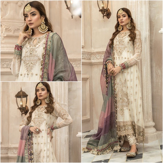 off white pakistani party dresses