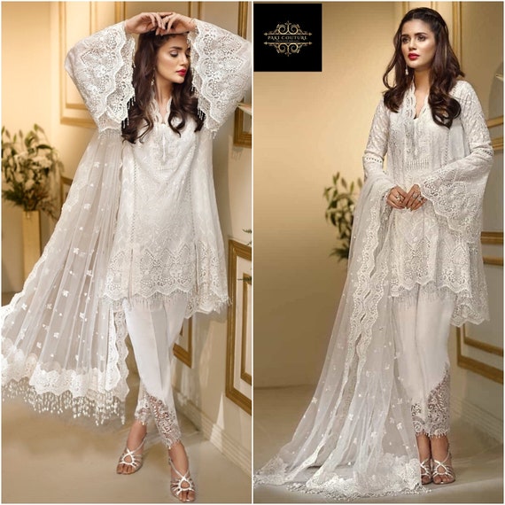 Pakistani Wedding Dresses Indian Dress White Chiffon Etsy pakistani wedding dresses indian dress white chiffon collection eid style suit latest salwar kameez 2020 made to order for usa uk