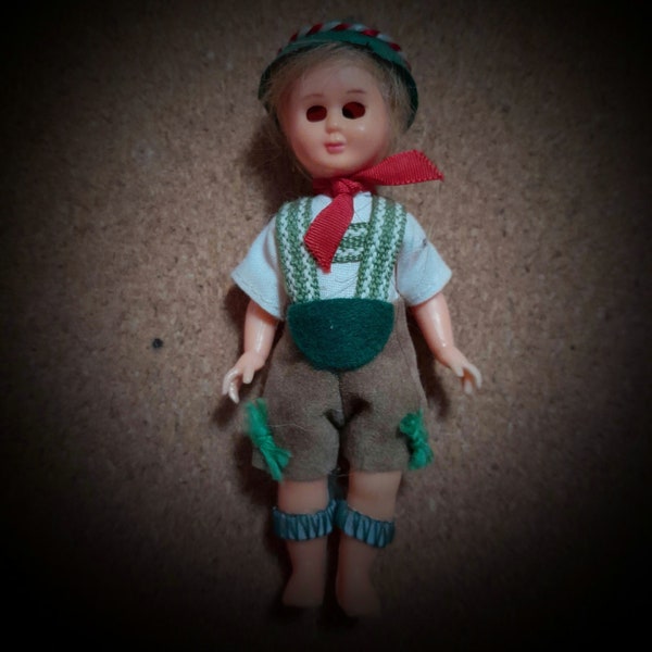 Spooky Eyeless Vintage German Celluloid Souvenir Doll (1960s)