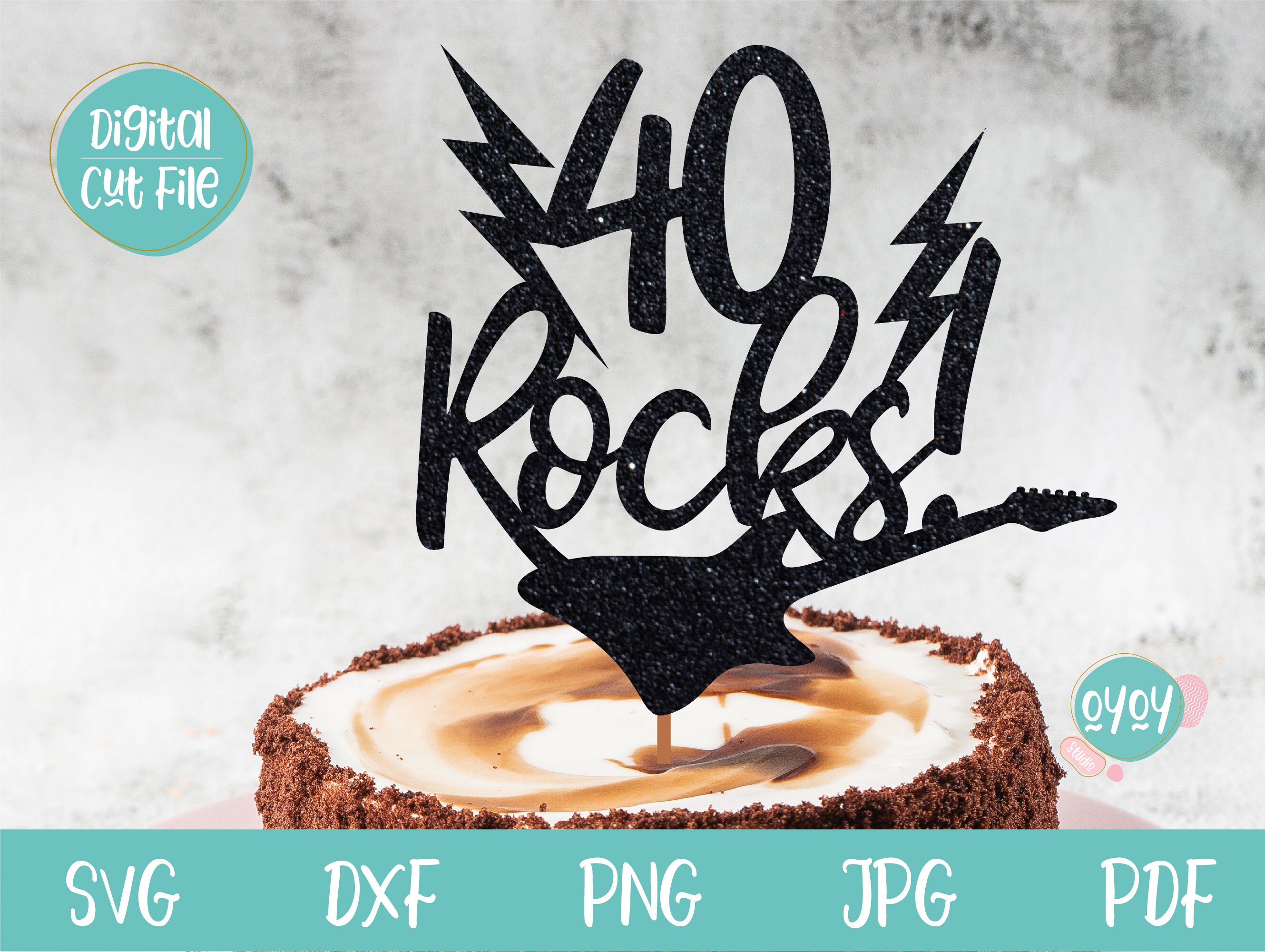 40th Birthday Svg 40 Rocks SVG Cake Topper Svg Rock Star - Etsy