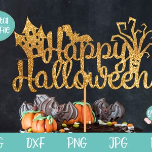 Happy Halloween SVG, Halloween cake topper SVG, Halloween svg for Cricut, Silhouettee, Halloween shirt svg