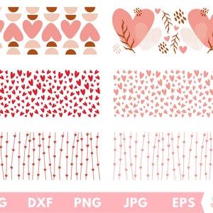 Valentine Mug full Wrap Sublimation design with hearts, svg for cricut mug press