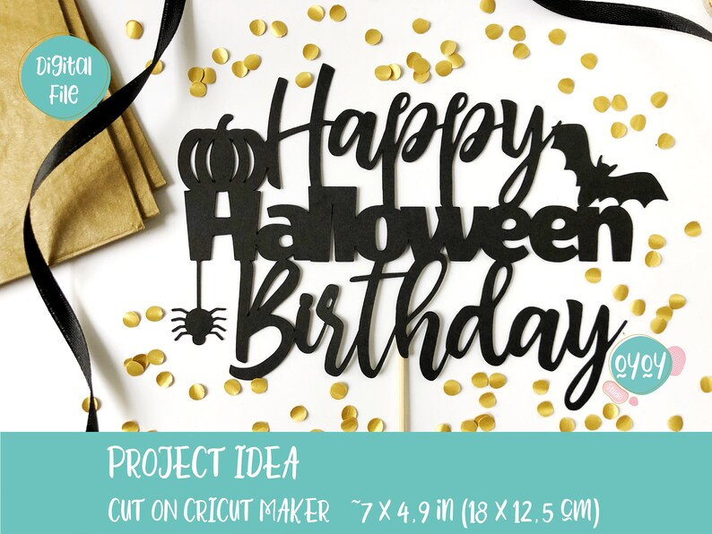 Download Happy Halloween Birthday SVG Happy Birthday Cake Topper | Etsy