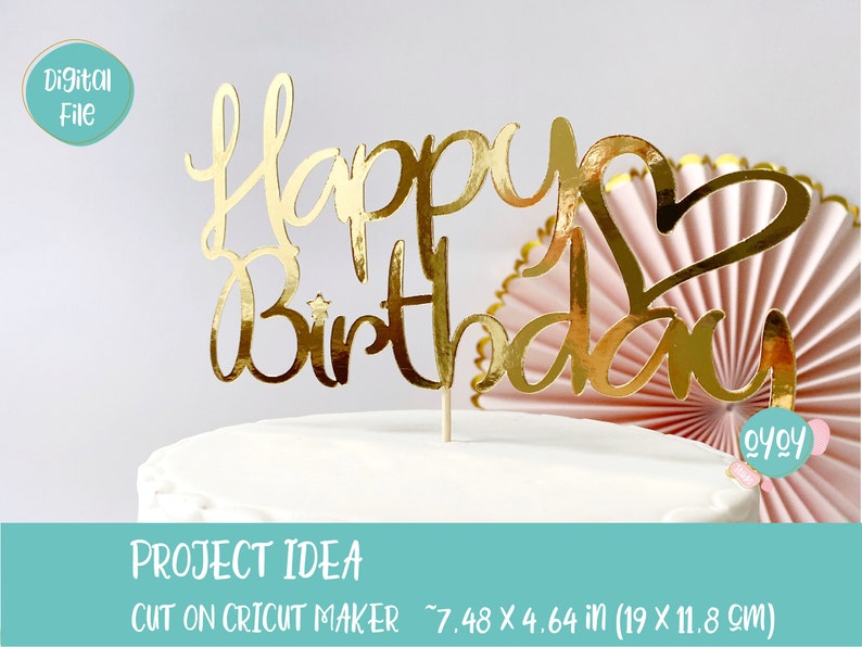 Op de afbeelding: Gouden glitter Happy Birthday taarttopper met een hartvorm. De topper is 7,48 inch bij 4,64 inch (19 cm bij 11,8 cm).