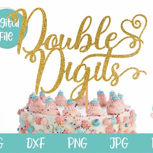 10. Geburtstag svg, zweistellig Cake Topper svg mit Herz, 10 Jahre Cake Topper svg, 10 Jahre Cake Topper svg