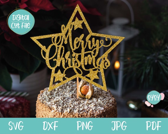 Cake Topper 'Frohe Weihnachten' – Aus Rot Verspiegeltem Plexiglas, 16x10 Cm, Mit Weihnachtsbaum-Deko