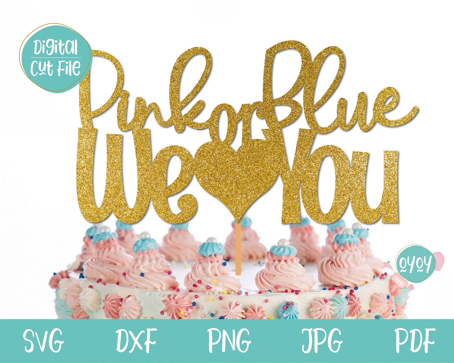 Download Gender Reveal SVG Pink or Blue Cake Topper SVG Baby Shower | Etsy