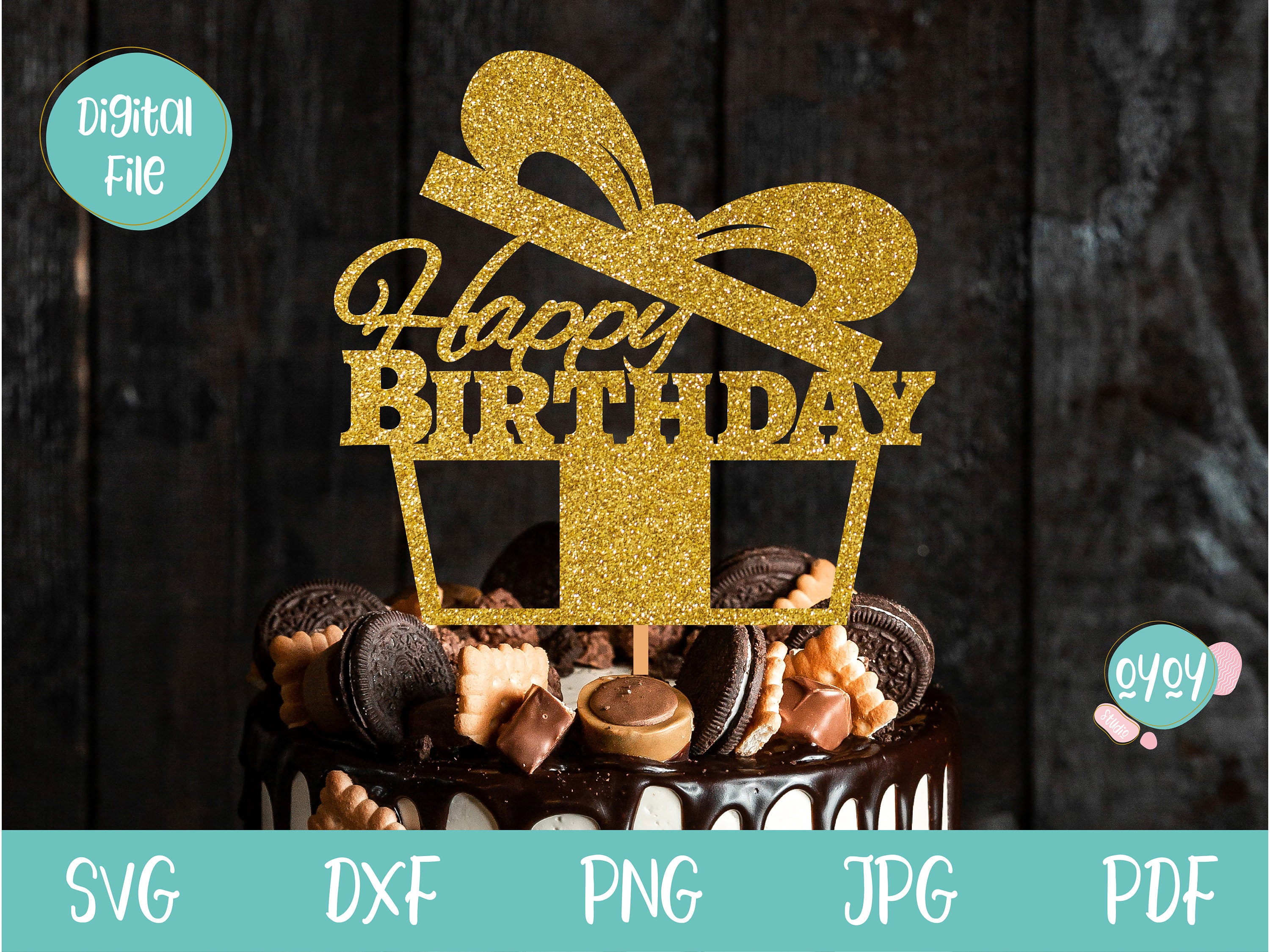Download Cake Topper For Birthday Svg Happy Birthday Cake Topper Svg Etsy