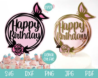Layered Birthday Cake Topper SVG, Happy Birthday Cake Topper SVG, Layered svg, Birthday SVG, 3D Birthday Cake Topper svg, layered paper svg