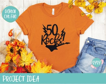 50歳の誕生日ケーキトッパーとTシャツ用のSVG、CricutとSilhouette用のSVGファイルの即時ダウンロード、50歳の誕生日、50ケーキトッパーSVG