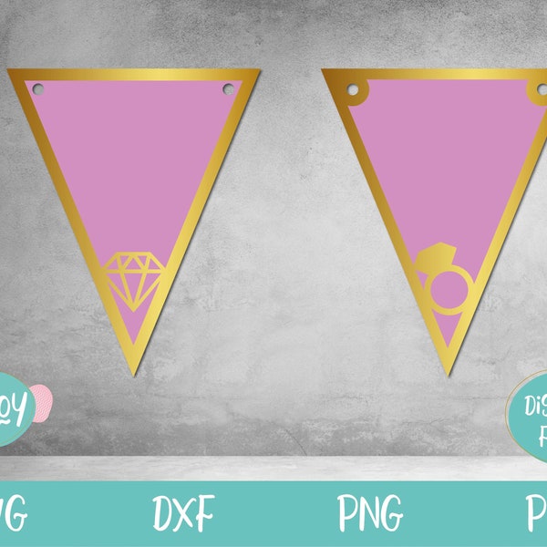 Bridal Shower Banner SVG, Bunting Banner SVG, Pennant SVG, Birthday Banner for Girl svg, Banner Bundle svg, Banner Template, Banner Clipart