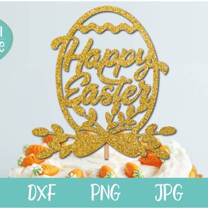 Happy Easter Cake Topper SVG, huevo de Pascua SVG, Easter Cake Topper SVG, decoraciones de Pascua svg, archivos svg de Pascua para Cricut, decoración de primavera svg