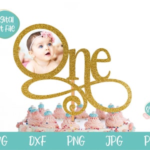 Premier anniversaire Cake Topper SVG avec cadre photo, 1er anniversaire Cake Topper SVG, un gâteau SVG, anniversaire svg, Photo One Cake Topper svg