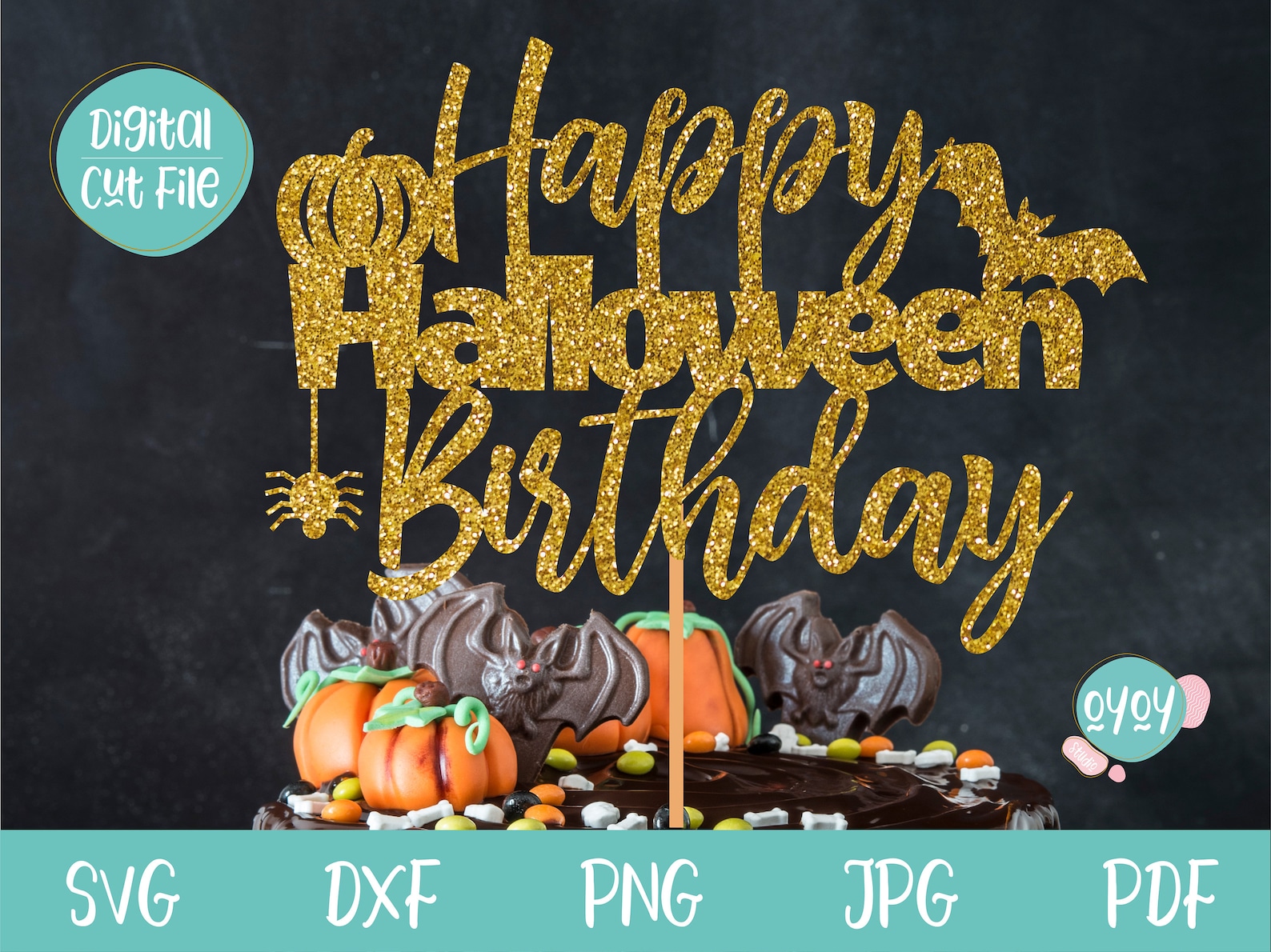 Happy Halloween Birthday SVG Happy Birthday Cake Topper Etsy France