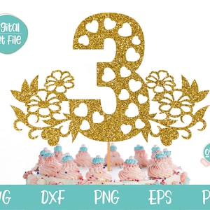3e anniversaire Cake Topper SVG, 3e anniversaire SVG, troisième anniversaire SVG, fille 3e anniversaire svg, svg anniversaire, 3e anniversaire chemise
