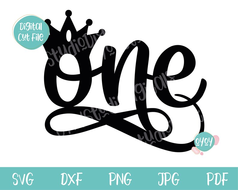 Download One Cake Topper SVG with Crown 1st Birthday Cake Topper ...